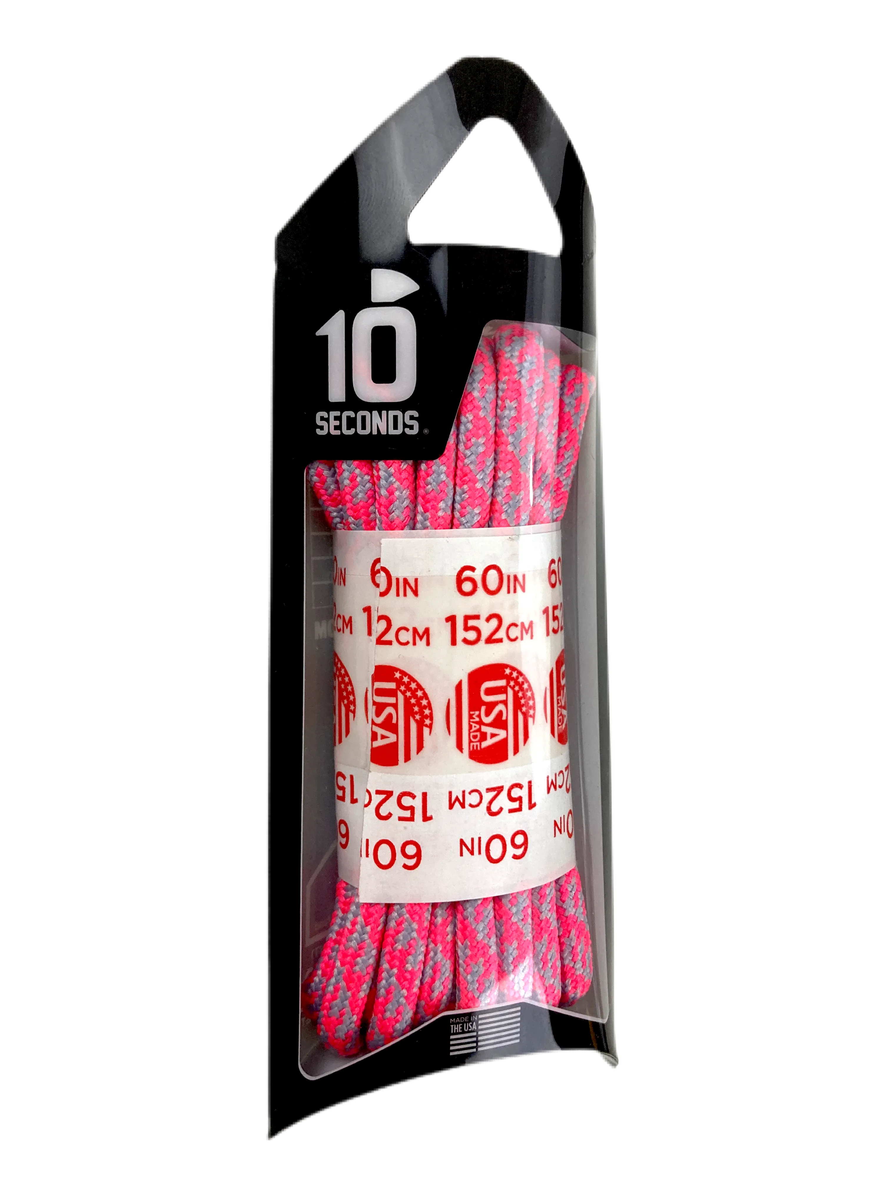 10 Seconds ® Athletic Jumbo Round Laces | Neon Pink/Silver Houndstooth
