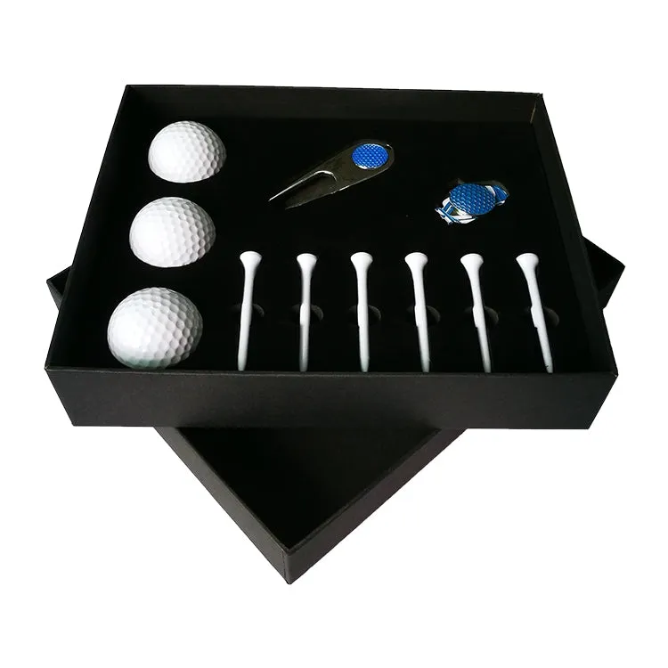 11 in 1 6 Golf Tees   Divot Tool   3 Golf Balls Gift Box Set (Blue)