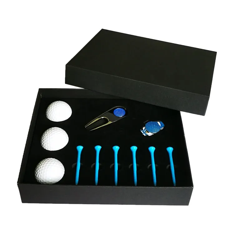 11 in 1 6 Golf Tees   Divot Tool   3 Golf Balls Gift Box Set (Blue)