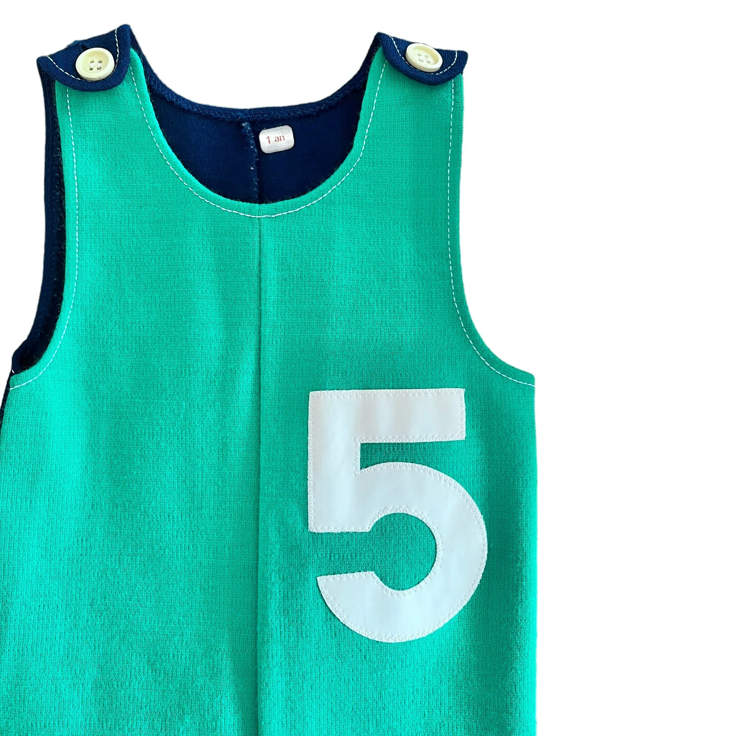1960's Green "Football"  Dungarees / 6-9 Months