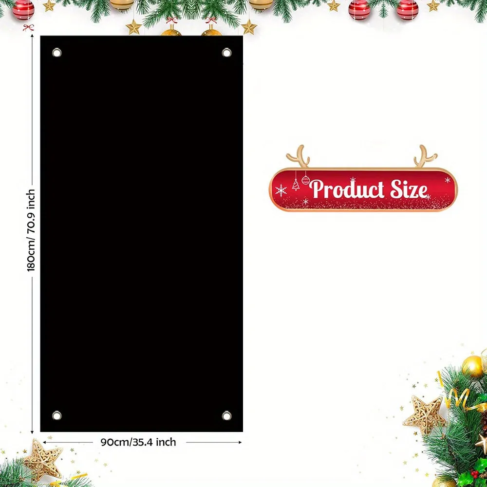 1pc Festive Modern Polyester Santa Claus Wreath - Durable 35.4"x70.9" Door Hanging Decoration for Indoor & Outdoor, New Year's Festive Decor, No Power Needed