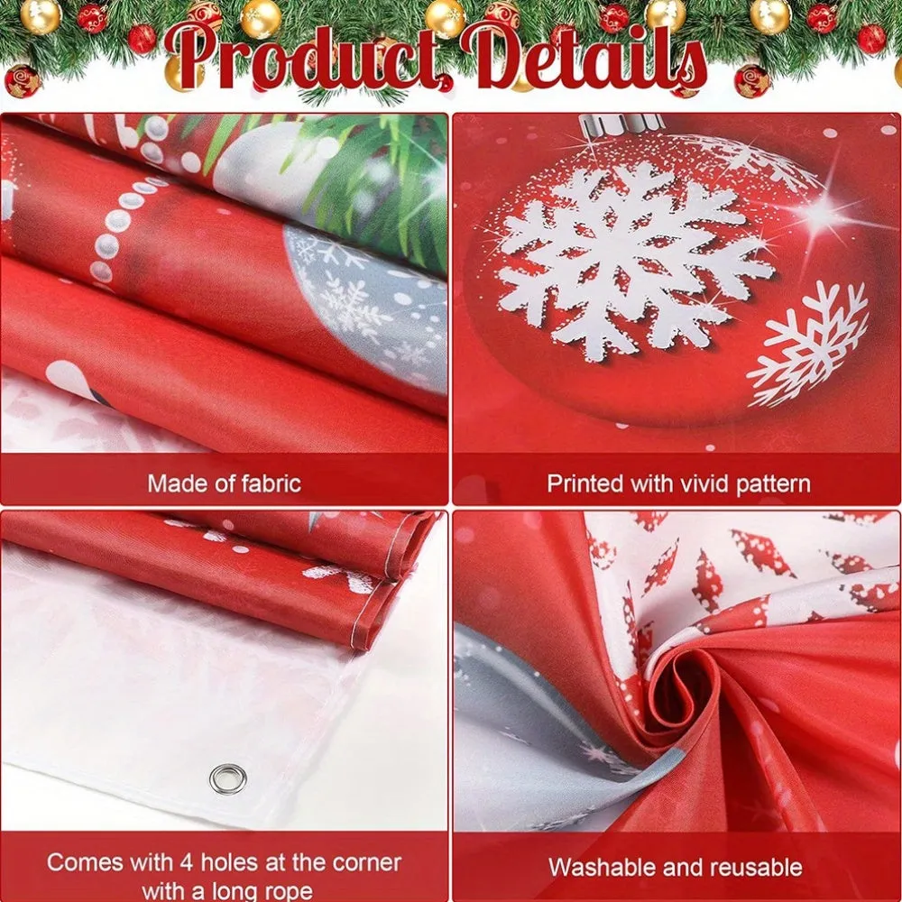 1pc Festive Modern Polyester Santa Claus Wreath - Durable 35.4"x70.9" Door Hanging Decoration for Indoor & Outdoor, New Year's Festive Decor, No Power Needed