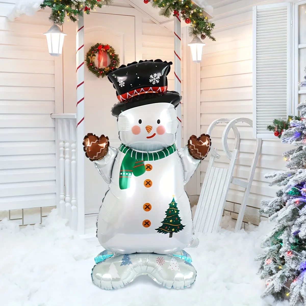 3pcs Christmas Decoration Balloons Set - Santa, Snowman & Tree Designs in Red, White, Green & Silvery - Perfect for Holiday Parties, Indoor & Outdoor Festive Decor