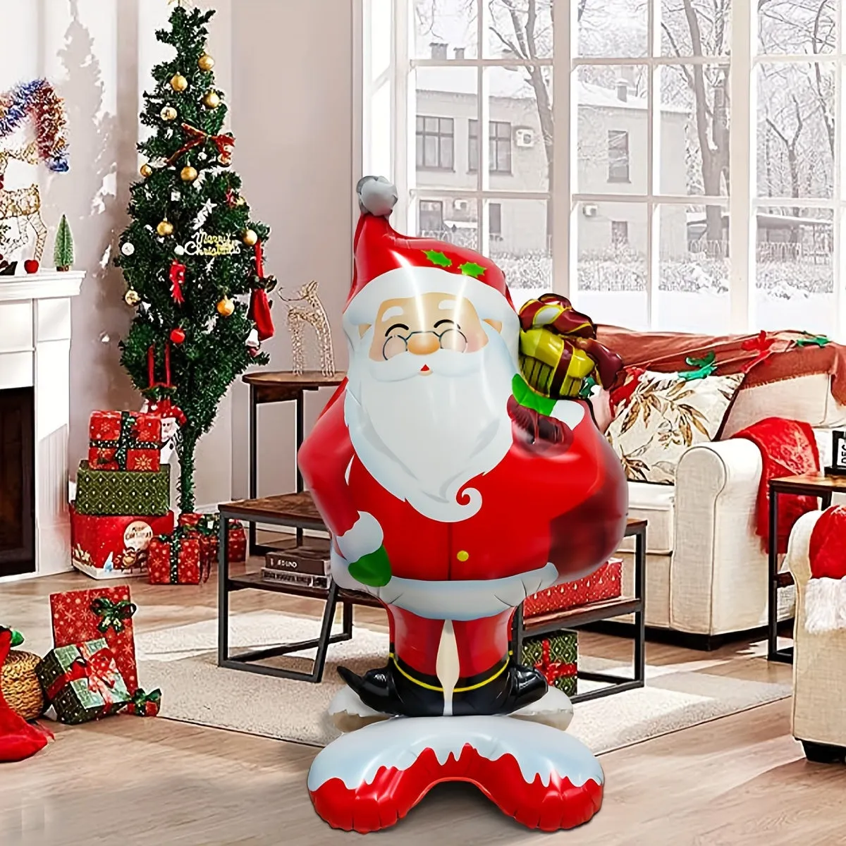 3pcs Christmas Decoration Balloons Set - Santa, Snowman & Tree Designs in Red, White, Green & Silvery - Perfect for Holiday Parties, Indoor & Outdoor Festive Decor
