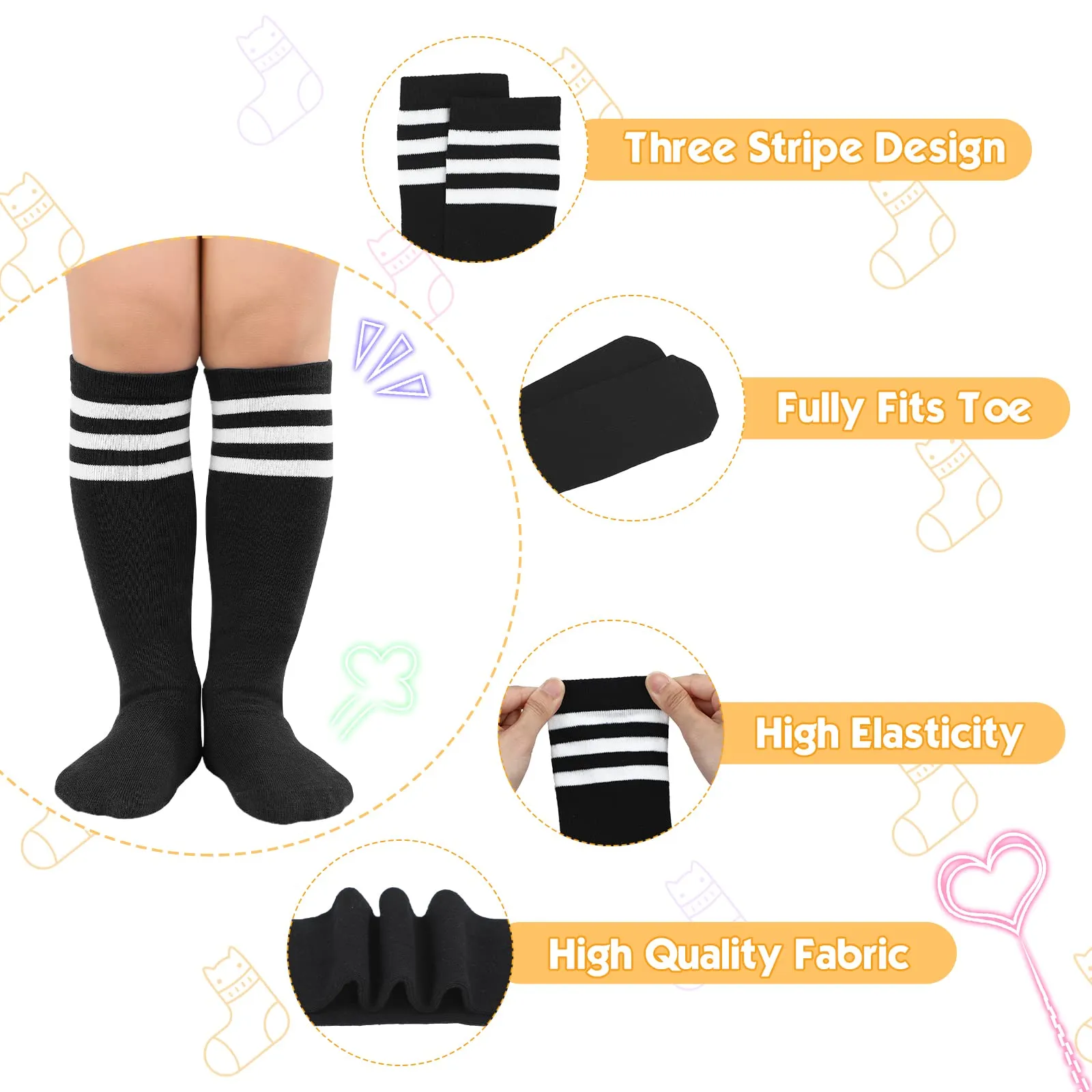 4 Pairs Toddler Soccer Socks Kids Soccer Socks Youth Football Soccer Socks Toddler Kids Knee High Socks Youth Softball Baseball Tube Socks Girls Boys 4 Pairs F L