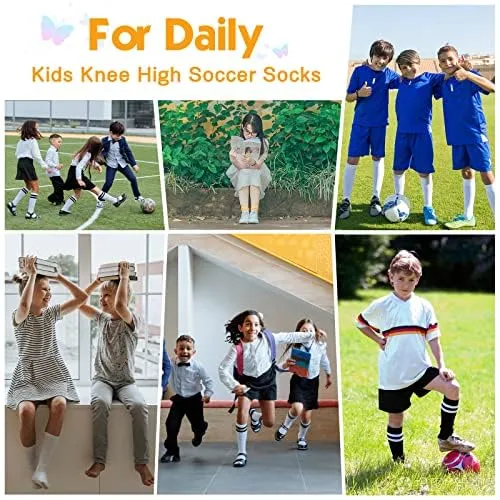 4 Pairs Toddler Soccer Socks Kids Soccer Socks Youth Football Soccer Socks Toddler Kids Knee High Socks Youth Softball Baseball Tube Socks Girls Boys 4 Pairs F L
