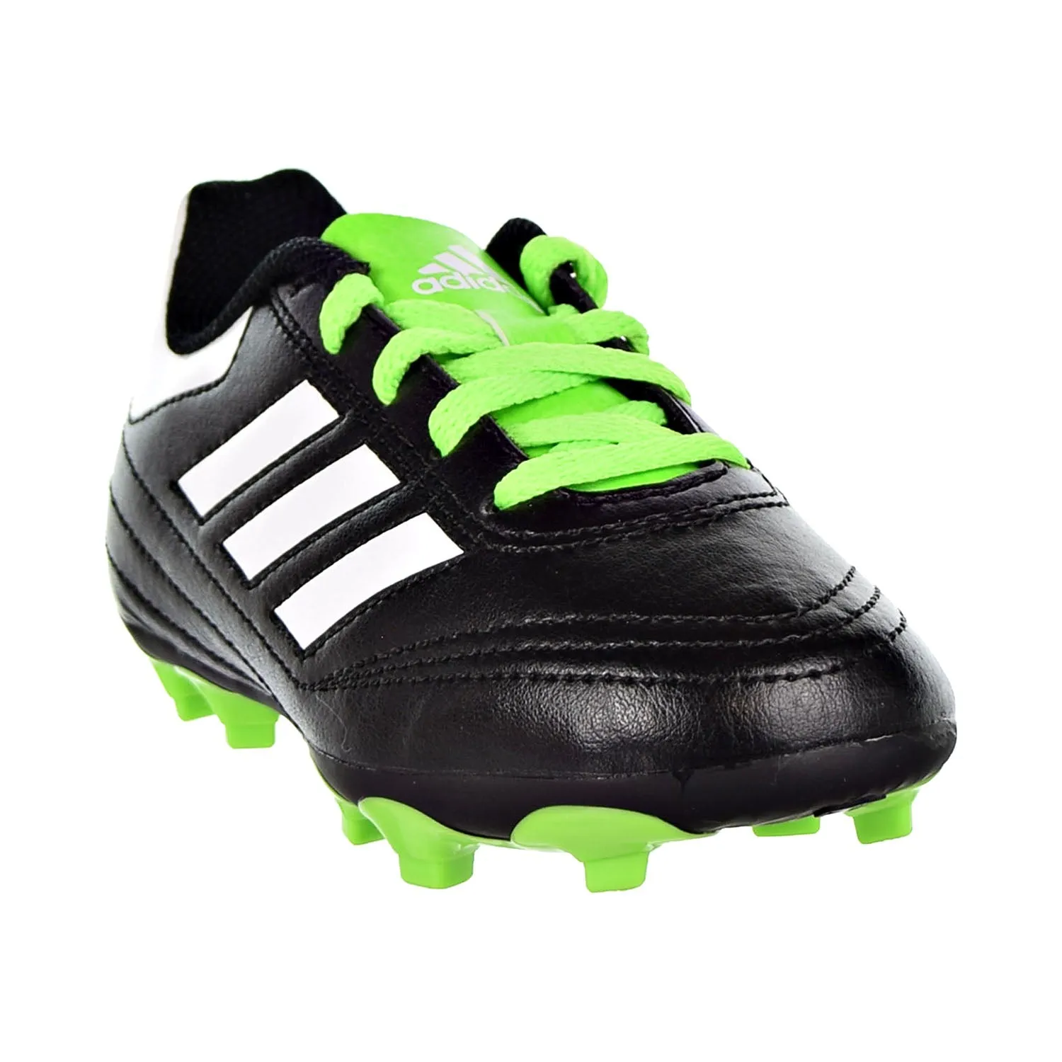 Adidas Goletto Firm Ground Cleats Kids Shoes Core Black/Cloud White/Solar Green