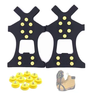Aerexier Ice Cleats Snow Grips - Anti-Slip Crampons Traction Cleats Ice & Snow Grippers 10 Steel Studs for Women Men Kids’ Shoes and Boots (Extra 10 Studs) Small [Women(5-7)/Men(3-5)]