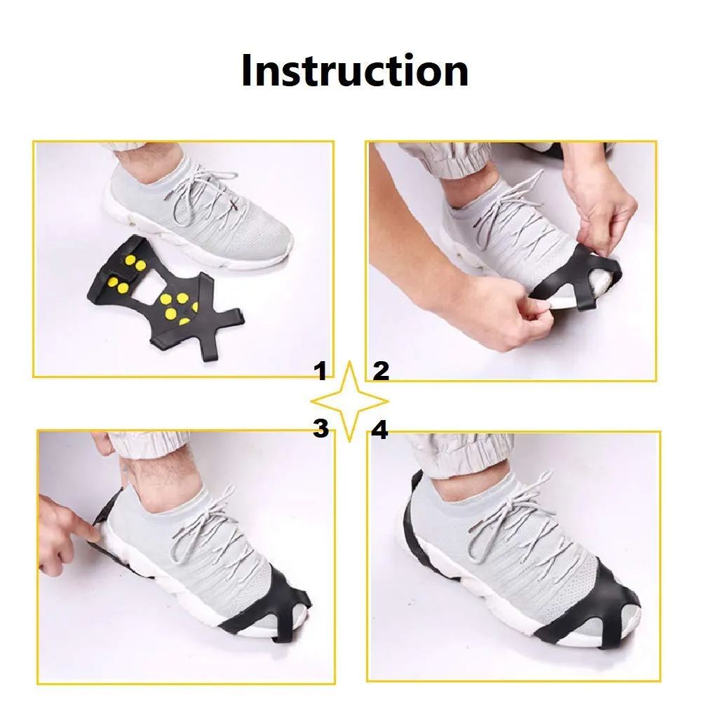 Aerexier Ice Cleats Snow Grips - Anti-Slip Crampons Traction Cleats Ice & Snow Grippers 10 Steel Studs for Women Men Kids’ Shoes and Boots (Extra 10 Studs) Small [Women(5-7)/Men(3-5)]
