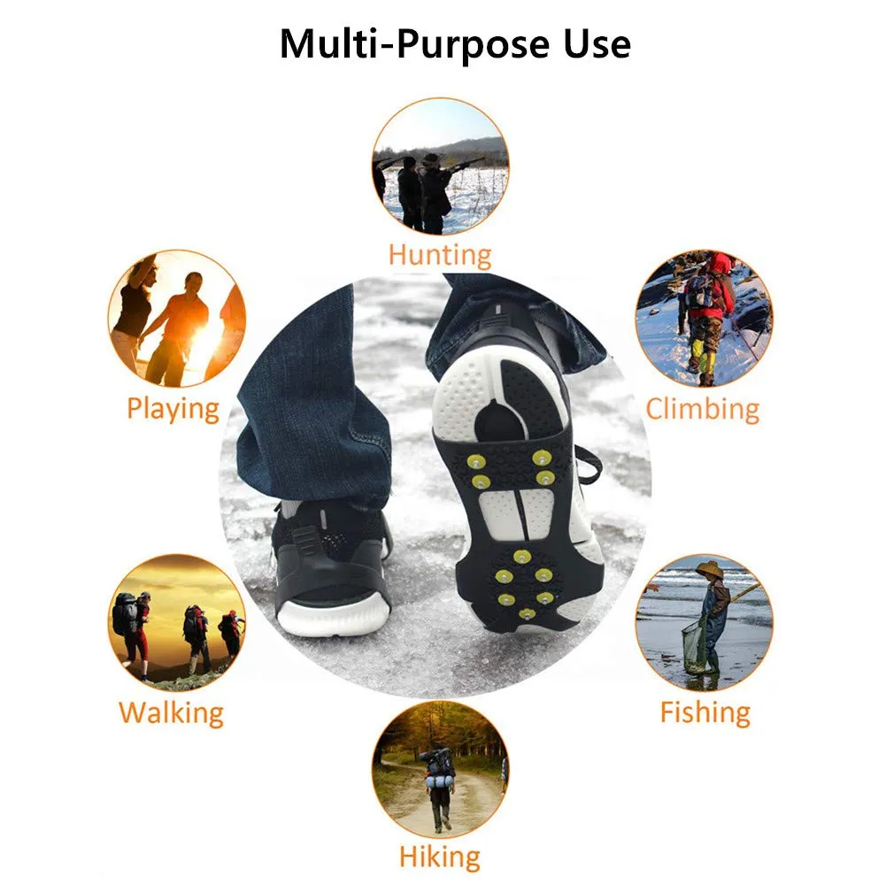 Aerexier Ice Cleats Snow Grips - Anti-Slip Crampons Traction Cleats Ice & Snow Grippers 10 Steel Studs for Women Men Kids’ Shoes and Boots (Extra 10 Studs) Small [Women(5-7)/Men(3-5)]