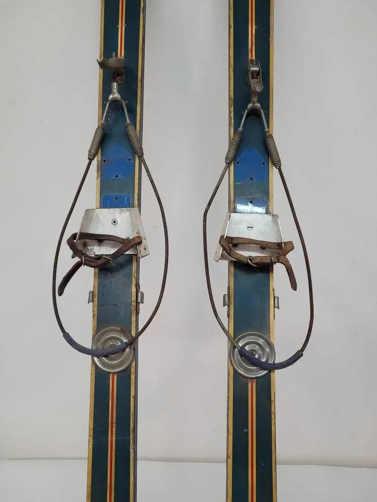 Antique Wooden Skis Lombi Jr. Brand