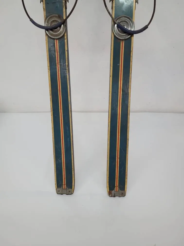 Antique Wooden Skis Lombi Jr. Brand