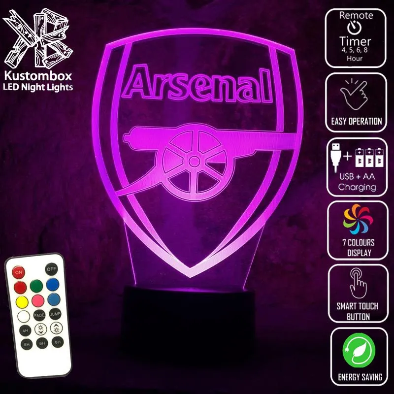 ARSENAL Football Club Soccer 3D LED Night Light Lamp