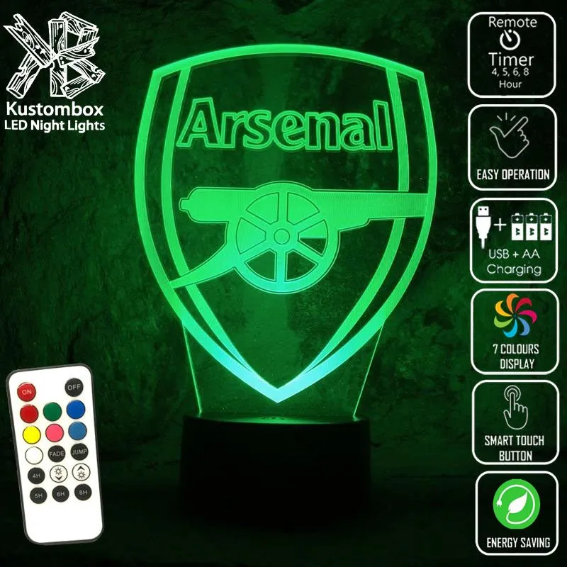 ARSENAL Football Club Soccer 3D LED Night Light Lamp