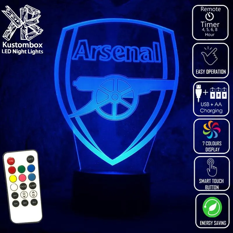 ARSENAL Football Club Soccer 3D LED Night Light Lamp