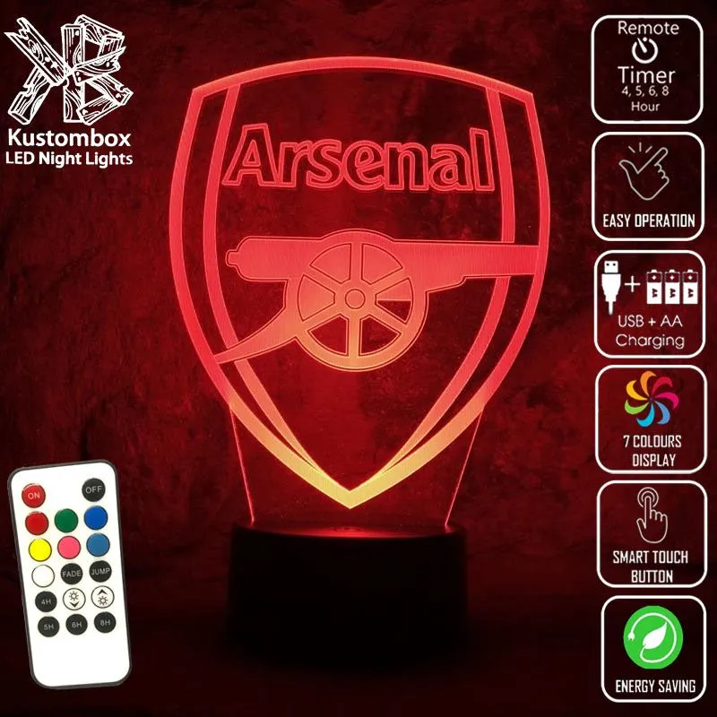 ARSENAL Football Club Soccer 3D LED Night Light Lamp
