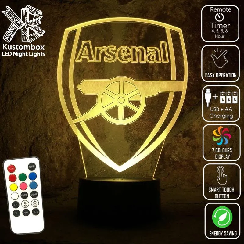 ARSENAL Football Club Soccer 3D LED Night Light Lamp