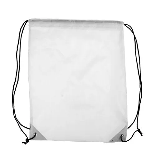 Baoblaze Drawstring Backpack RuckSack Waterproof Travelling Clothes Shoes Carry Bag - White