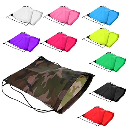 Baoblaze Drawstring Backpack RuckSack Waterproof Travelling Clothes Shoes Carry Bag - White
