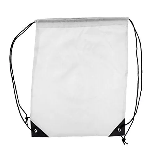 Baoblaze Drawstring Backpack RuckSack Waterproof Travelling Clothes Shoes Carry Bag - White