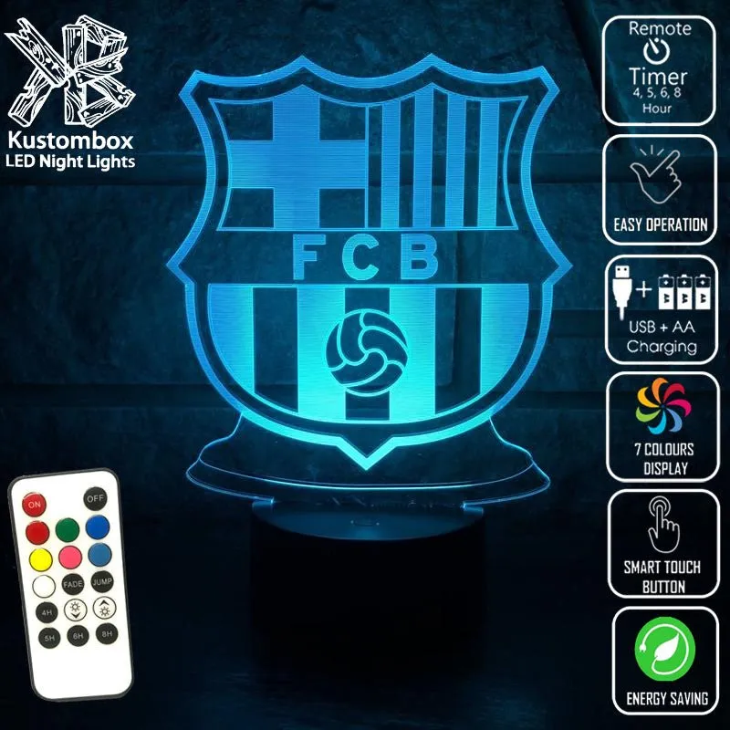 BARCELONA Football Soccer Club 3D LED Night Light Lamp