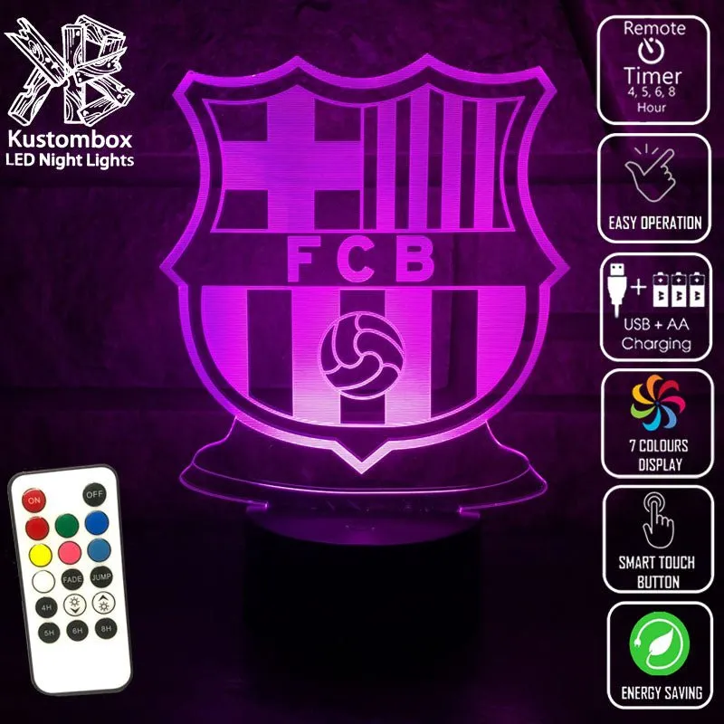 BARCELONA Football Soccer Club 3D LED Night Light Lamp