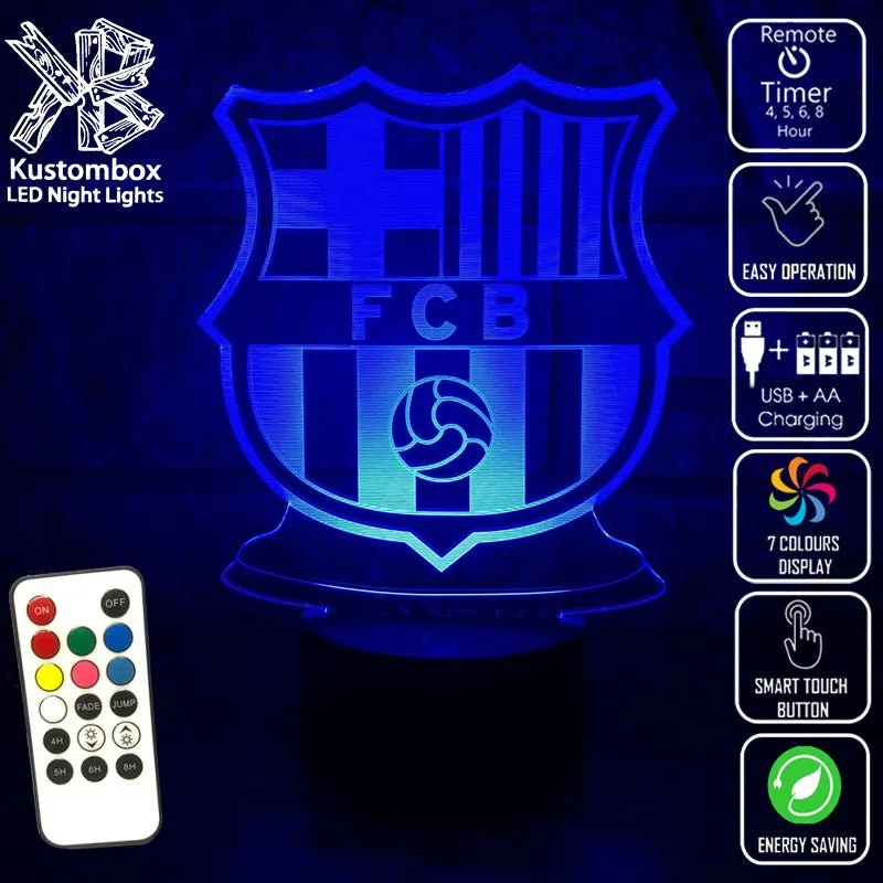BARCELONA Football Soccer Club 3D LED Night Light Lamp