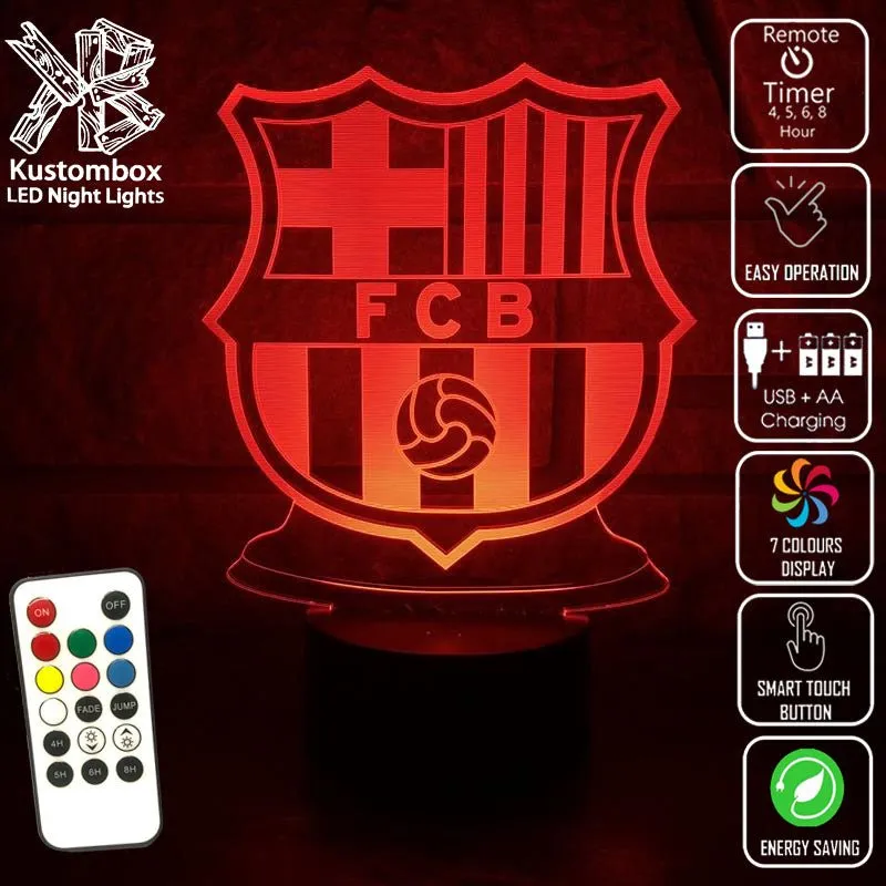 BARCELONA Football Soccer Club 3D LED Night Light Lamp