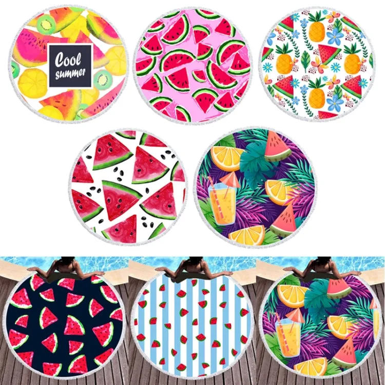 BL001 Microfiber and Fringed Soft Comfortable Circular Print Beach Towel