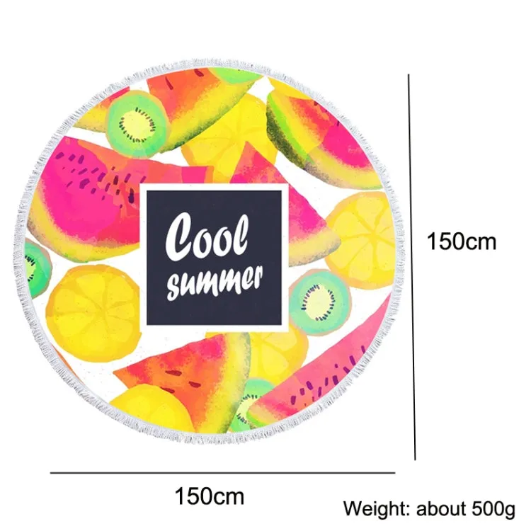BL001 Microfiber and Fringed Soft Comfortable Circular Print Beach Towel
