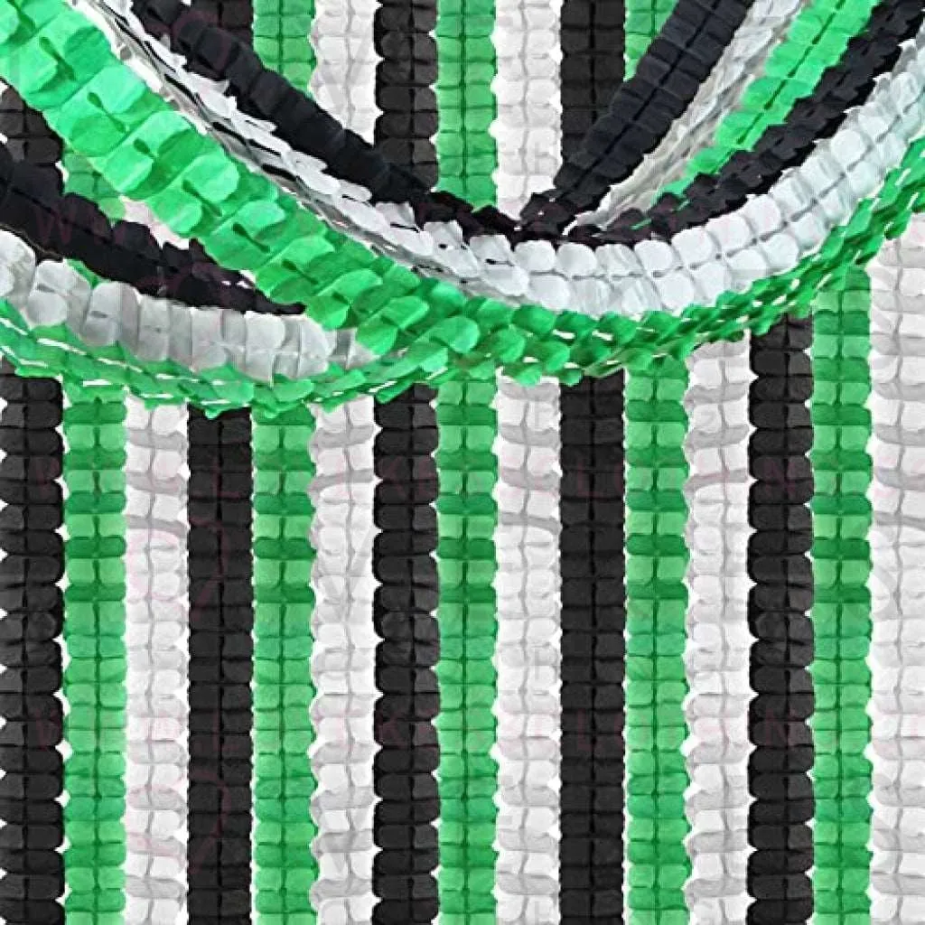 Black Green-Silver Party-Decorations Streamers Garland - 12pcs Graduation 2022 4-Leaf Clover Paper Streamer, Soccer Party Supplies Wedding Men Boys Birthday Baby Bridal Shower Banners Decor Ouruola