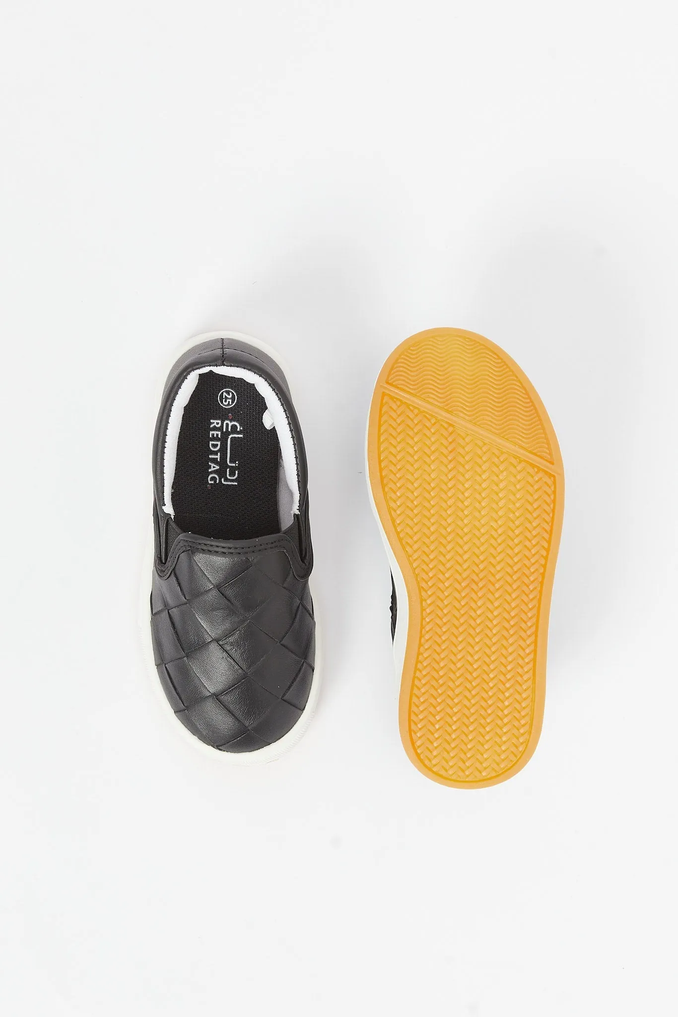 Boys Black Woven Slip-On