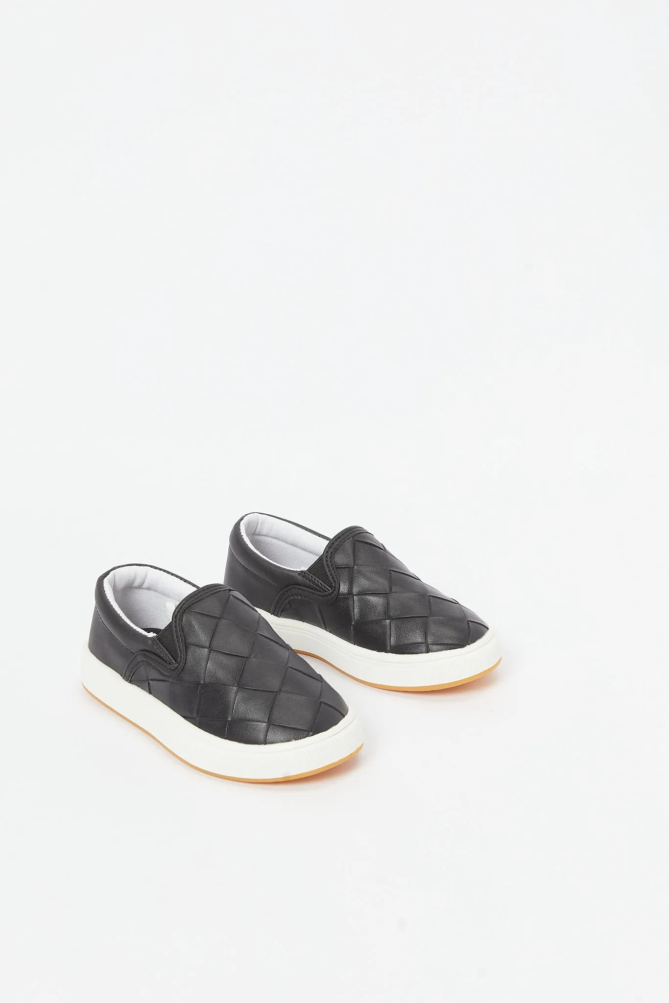 Boys Black Woven Slip-On