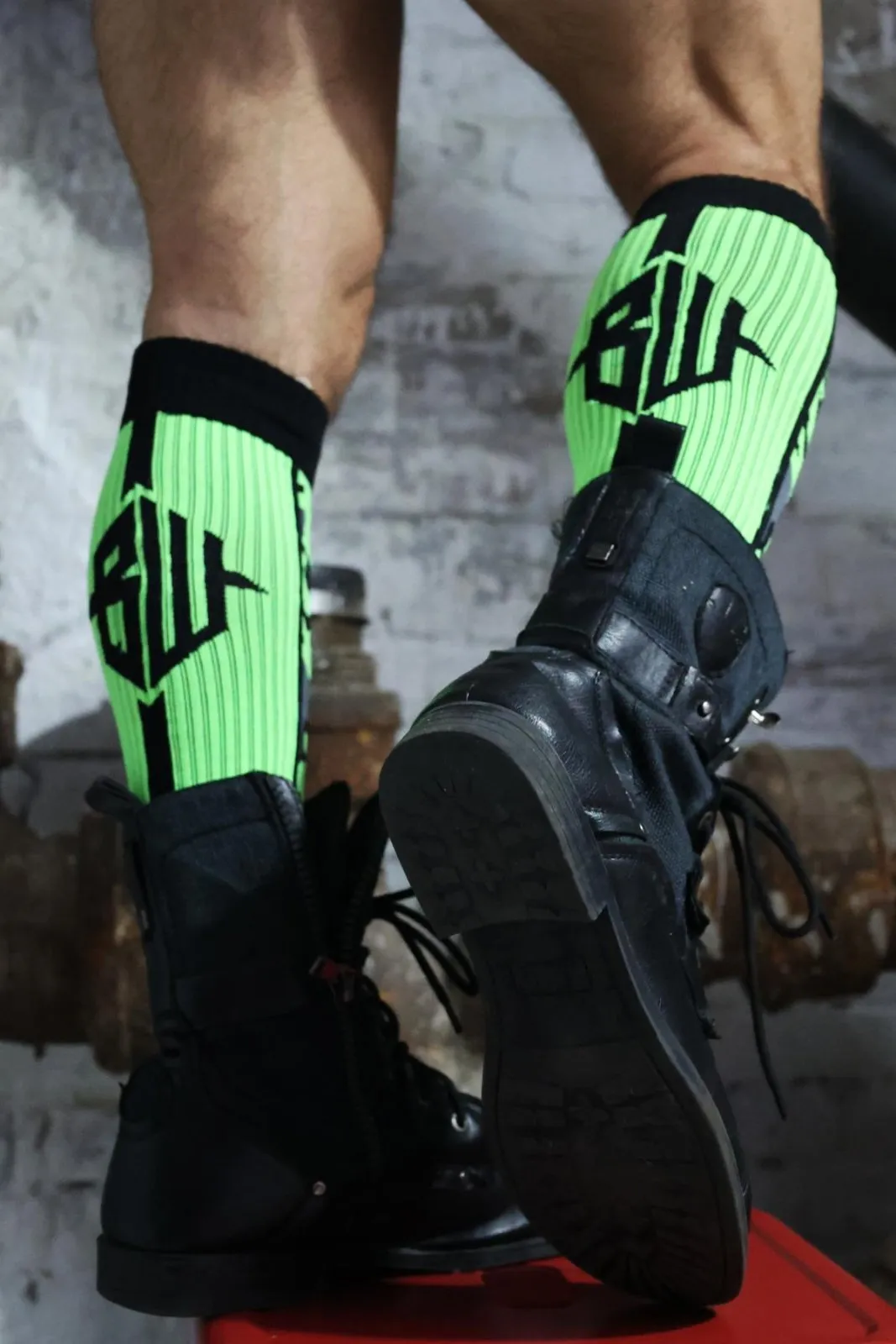 Breedwell Neo Camo Socks, Neon Green