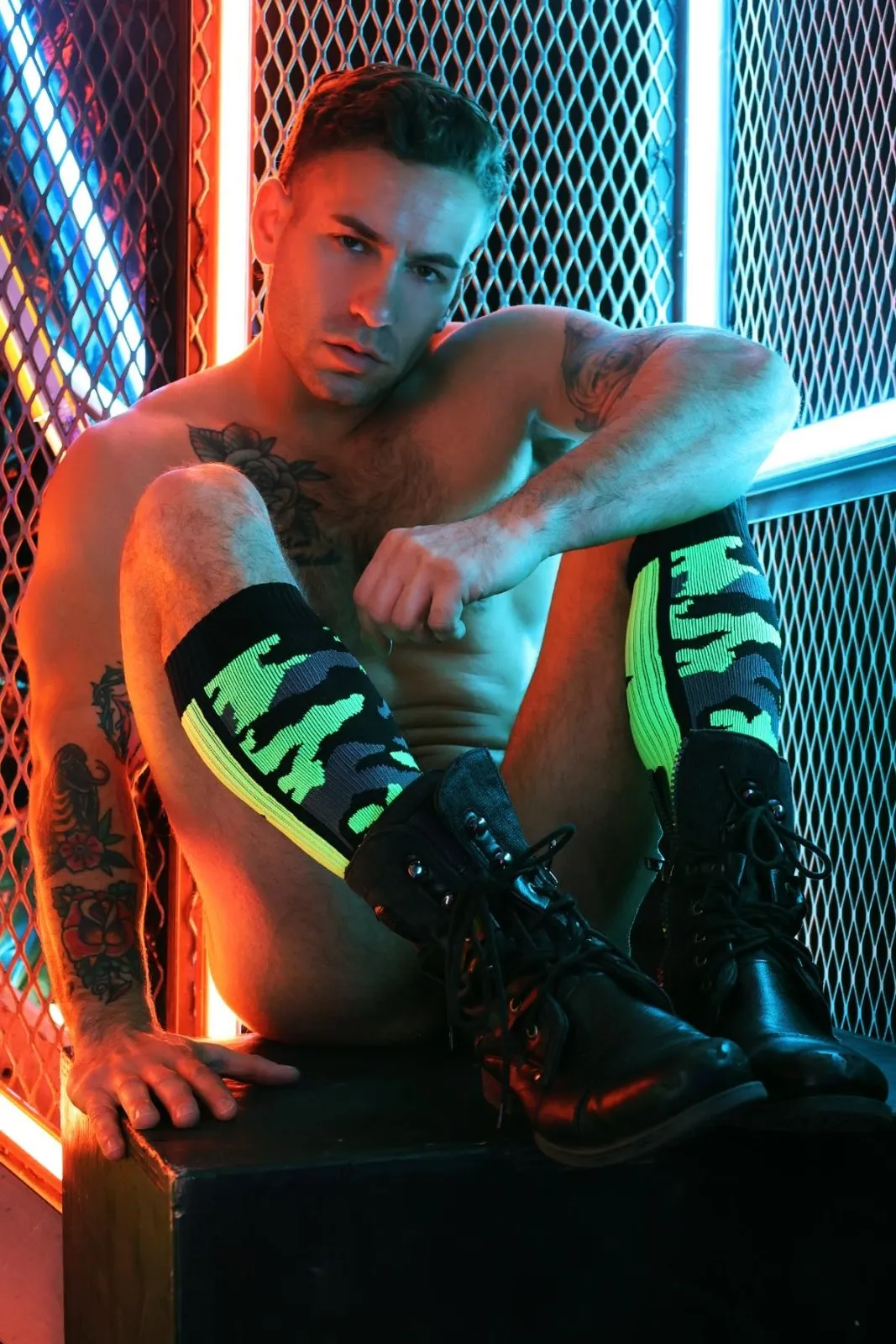 Breedwell Neo Camo Socks, Neon Green