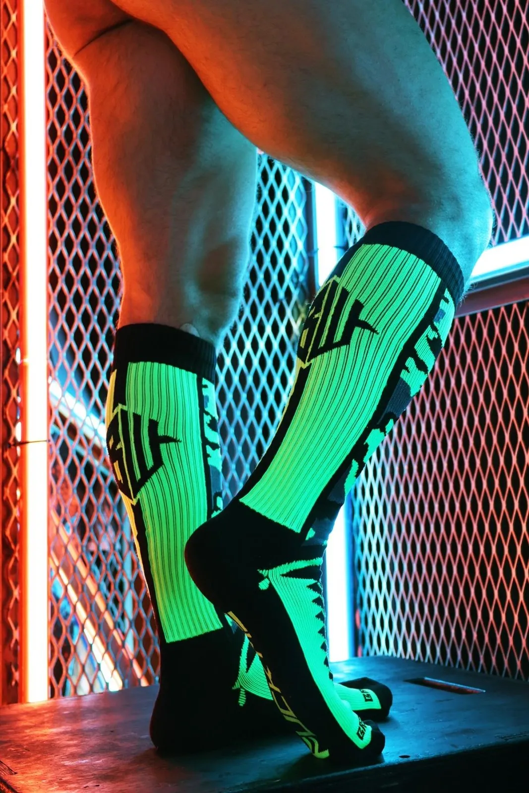 Breedwell Neo Camo Socks, Neon Green
