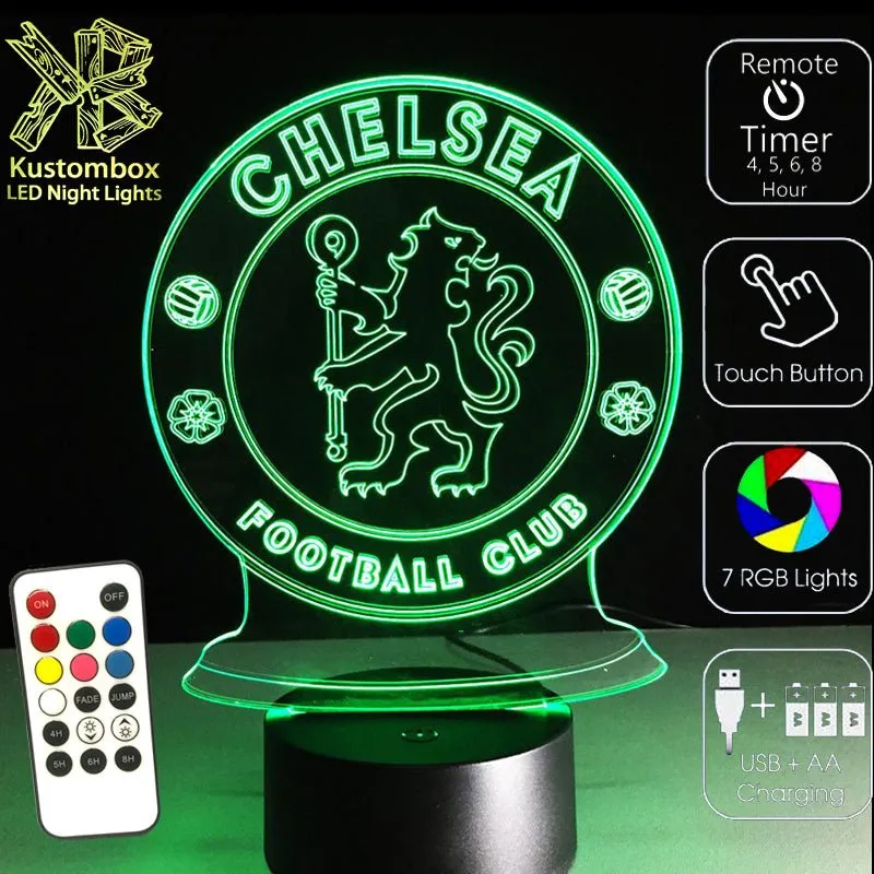 CHELSEA Football Soccer Club 3D LED Night Light Lamp