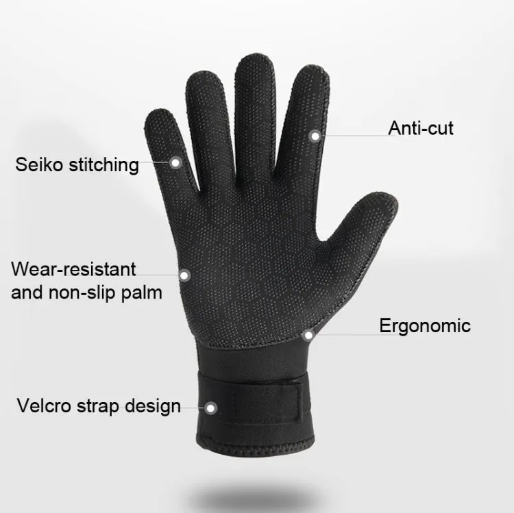 DIVESTAR Diving Gloves Cut & Stab Resistant Sports Gloves, Model: 5mm, Size: M