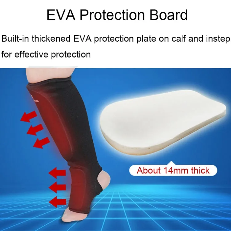 Elastic Breathable Karate Leg Guards Taekwondo EVA Board Protective Gear, Specification: L (Black)