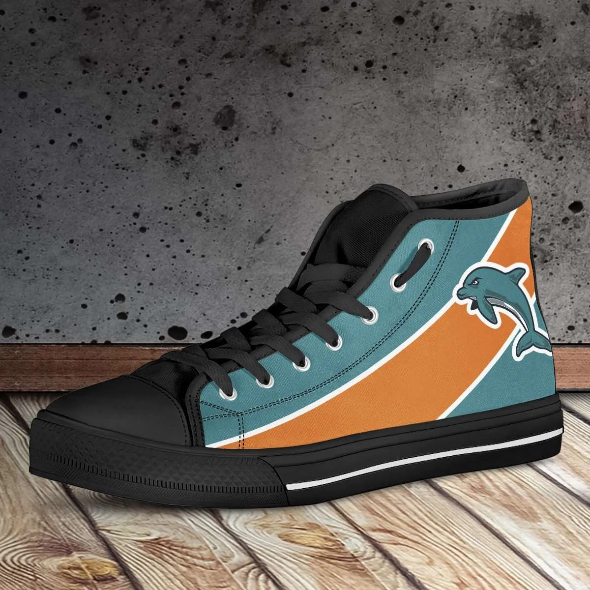 Fan Art Miami Dolphins Canvas High Top Shoes