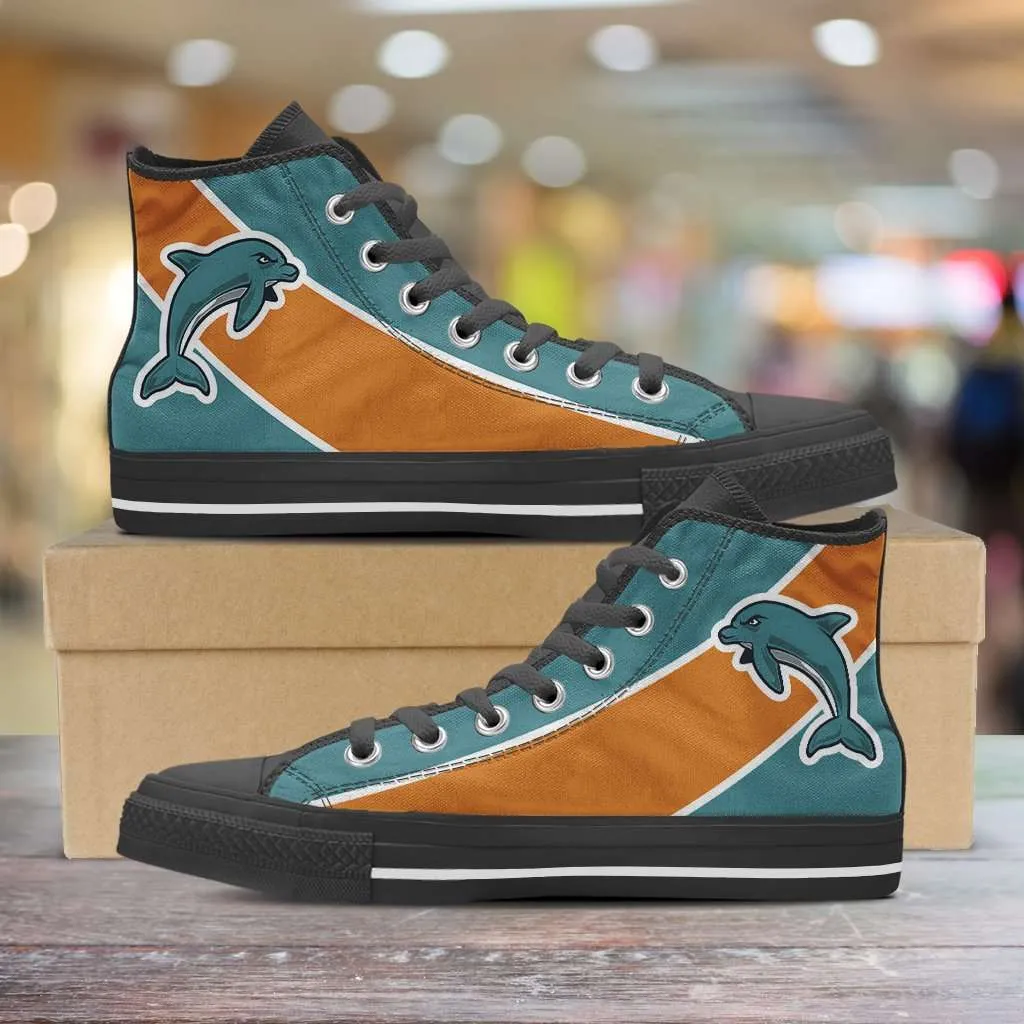 Fan Art Miami Dolphins Canvas High Top Shoes