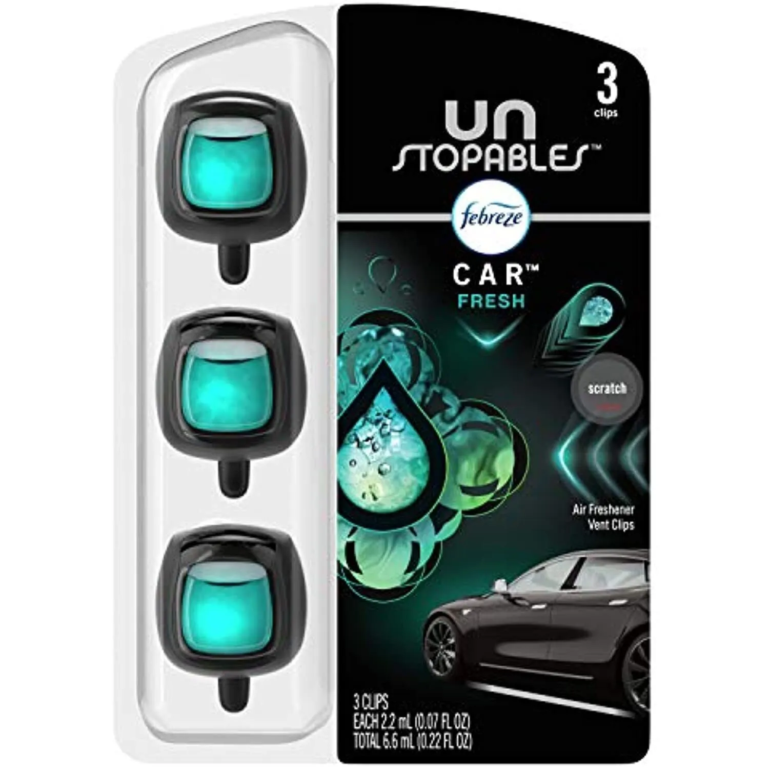 Febreze Unstopables Car Air Freshener, Unstopables Fresh Scent, Odor Eliminator