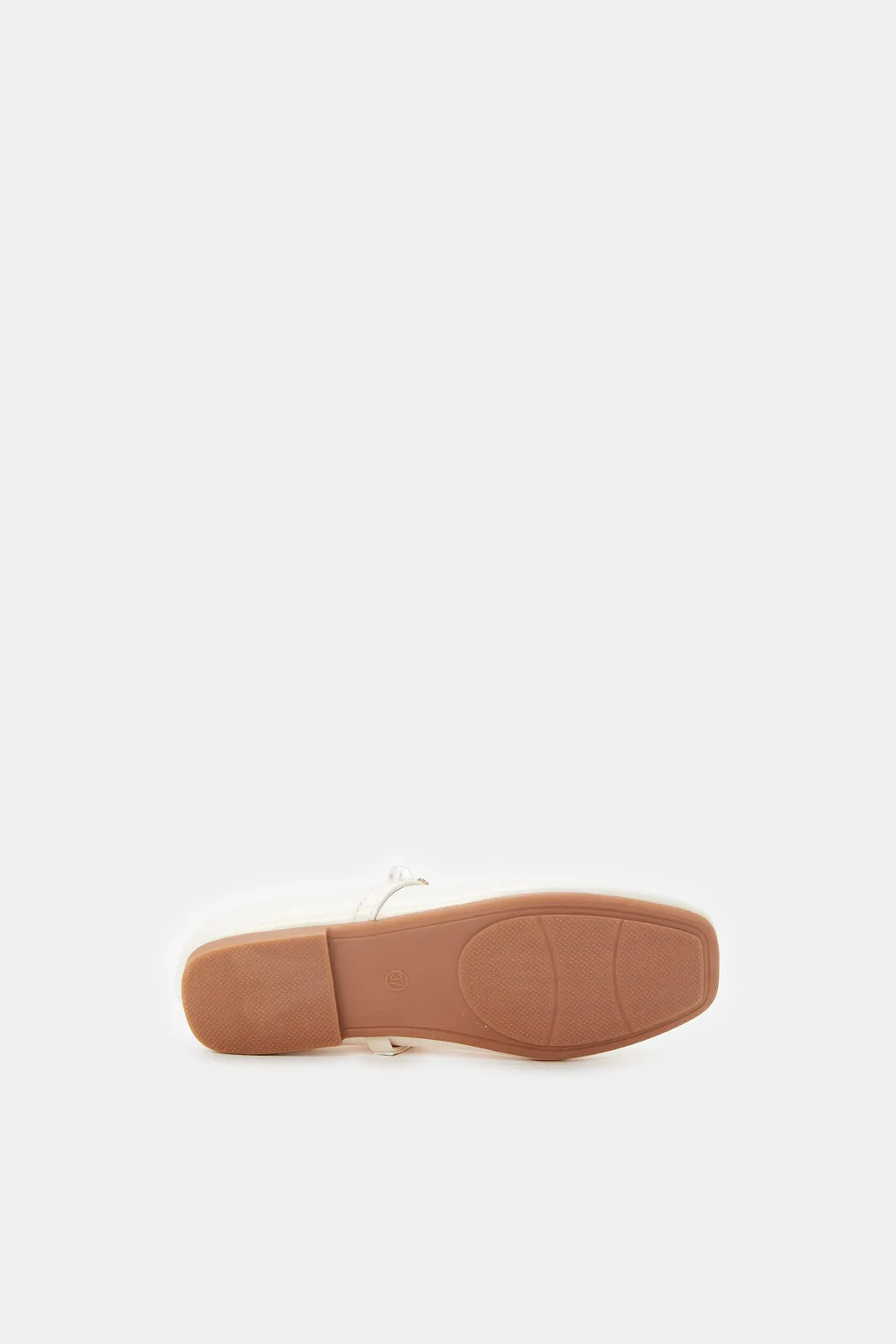 Girls Cream Pearl Strap Ballerina