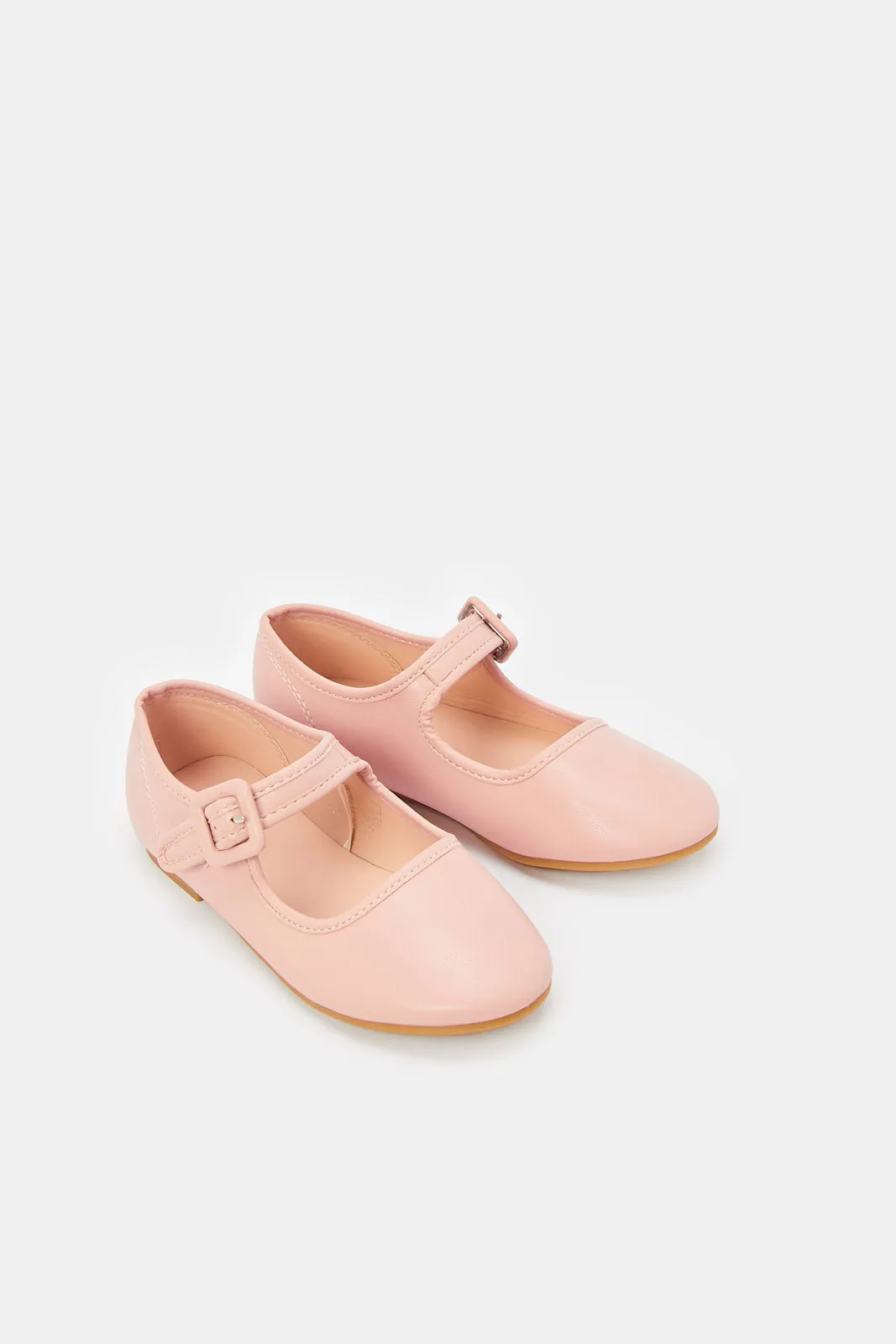 Girls Pink Velcro Strap Ballerina