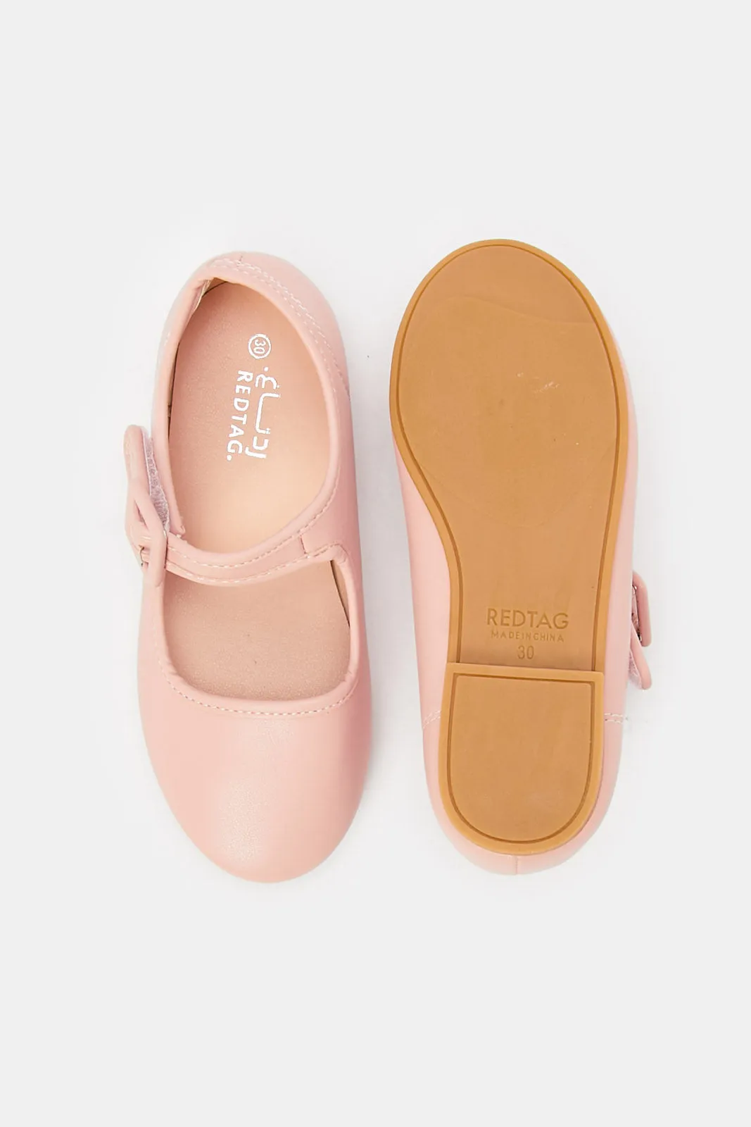Girls Pink Velcro Strap Ballerina