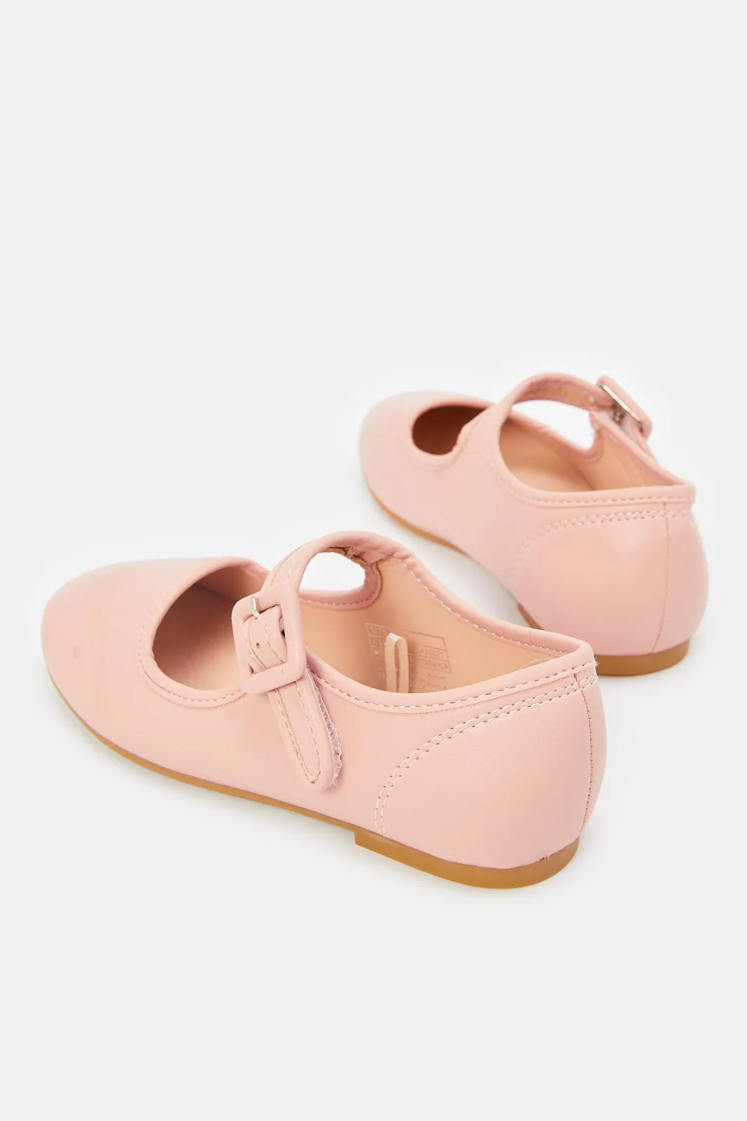 Girls Pink Velcro Strap Ballerina