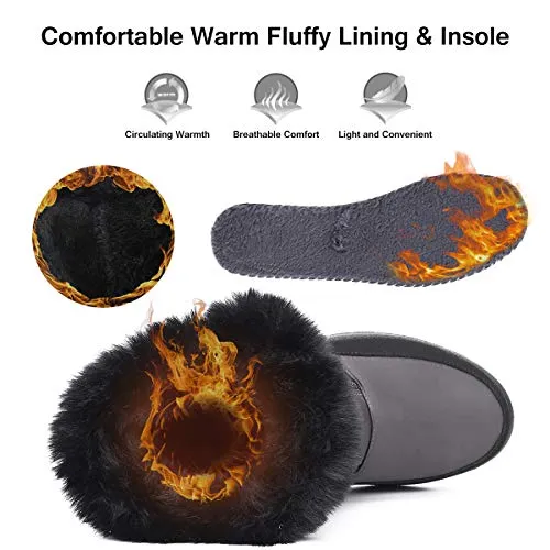 gracosy Snow Boots for Women, Warm Ankle Boots Waterproof Outdoor Slip On Fur Lined Winter Short Booties Anti-Slip Comfort Zipper Shoes Grey 8 Women