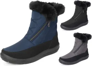 gracosy Snow Boots for Women, Warm Ankle Boots Waterproof Outdoor Slip On Fur Lined Winter Short Booties Anti-Slip Comfort Zipper Shoes Grey 8 Women