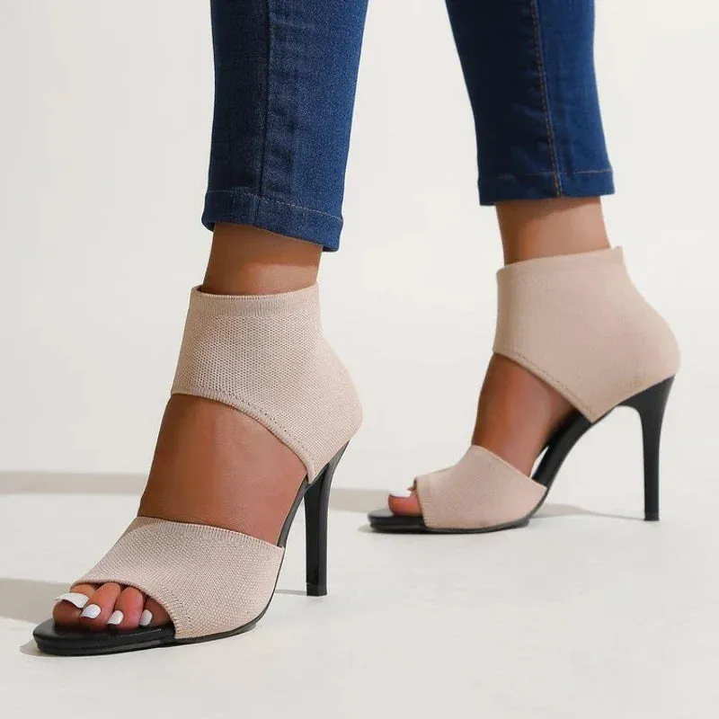 Hnzxzm 2024 New Sexy Leopard Print Design Fashion High Heeled Shoes Beach Party Women's Sandals  Women Heel Sandals 36-42 Size