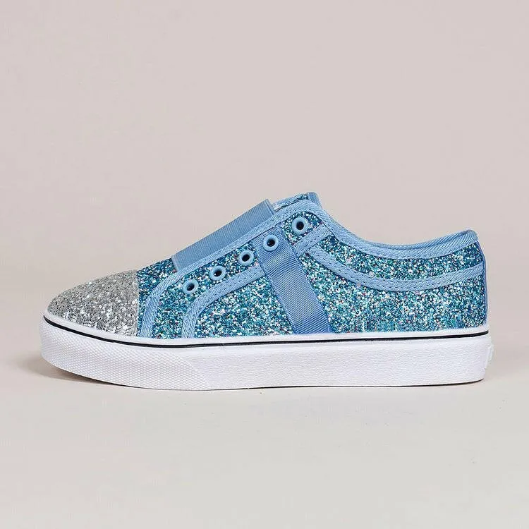 Large Size Canvas Low-Top Shallow Mouth Sequin Shoes